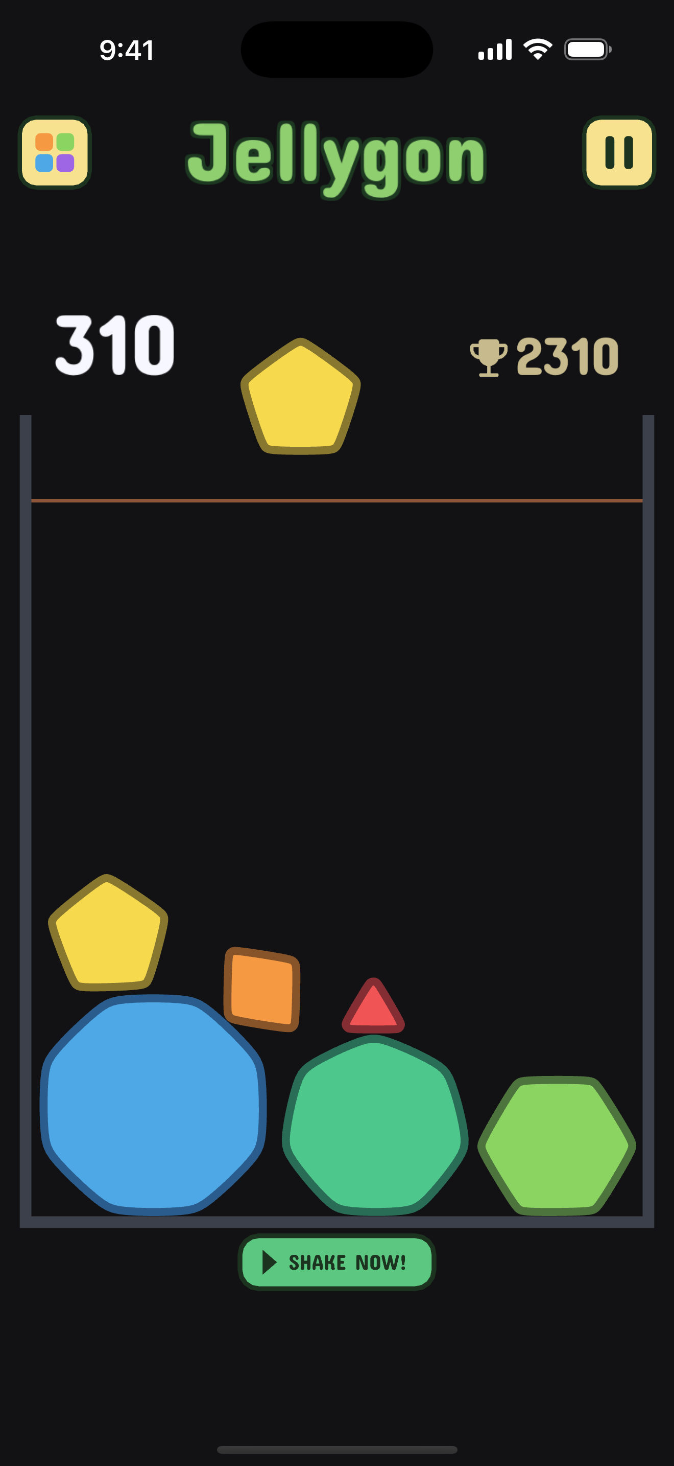 A mid-game Jellygon soft-body pile running in the native iPhone app